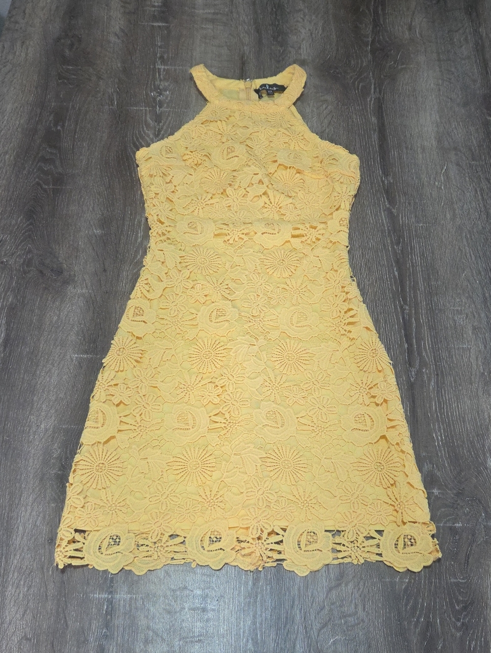 Lulus Love Poem Yellow Lace Mini Dress XS Butter Yellow Like NEW!